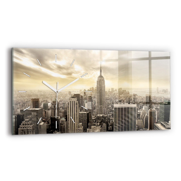 Horizontal wall clock New York Towers