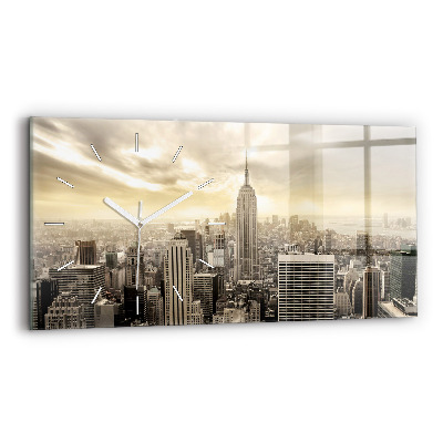 Horizontal wall clock New York Towers