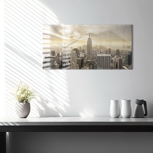 Horizontal wall clock New York Towers