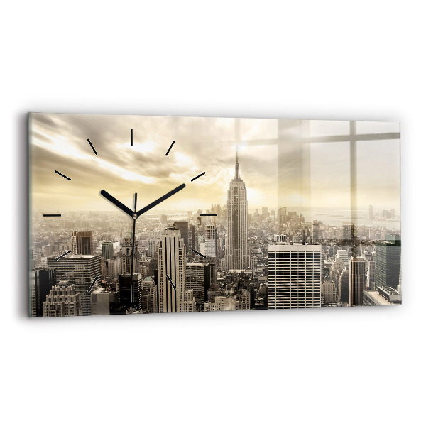 Horizontal wall clock New York Towers