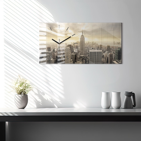 Horizontal wall clock New York Towers