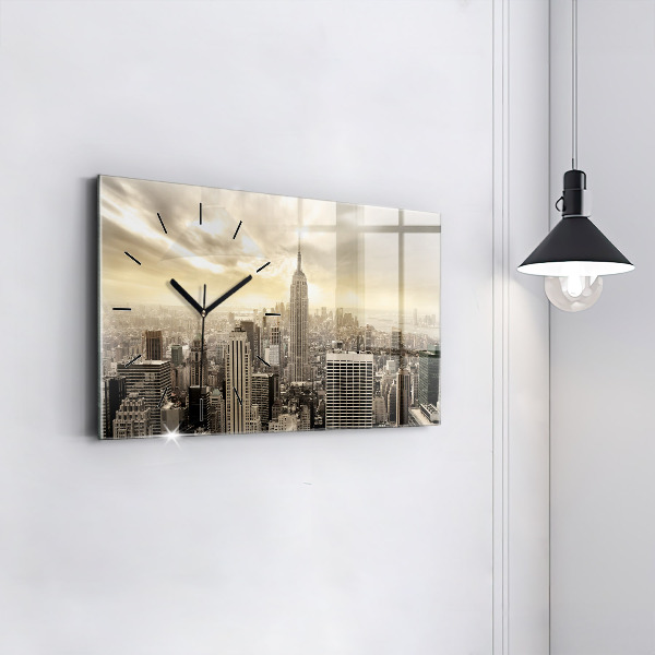 Horizontal wall clock New York Towers
