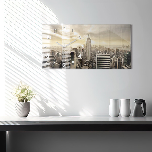 Horizontal wall clock New York Towers
