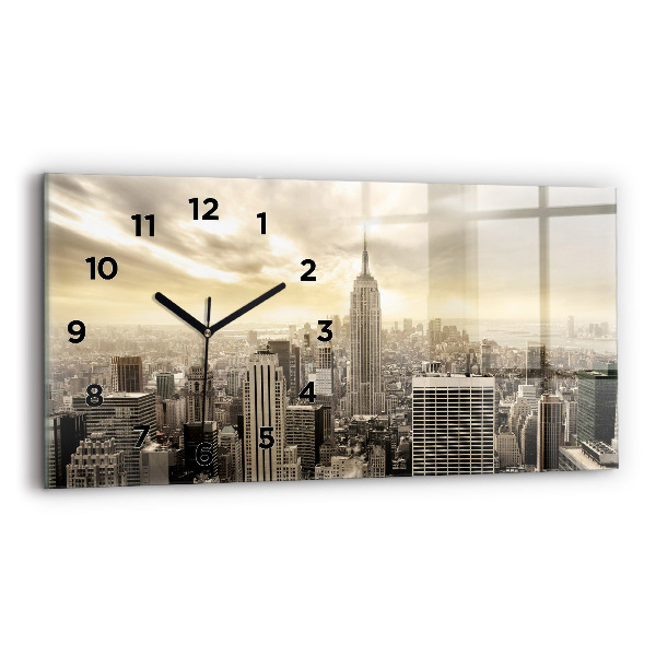 Horizontal wall clock New York Towers