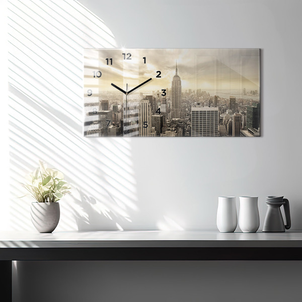 Horizontal wall clock New York Towers