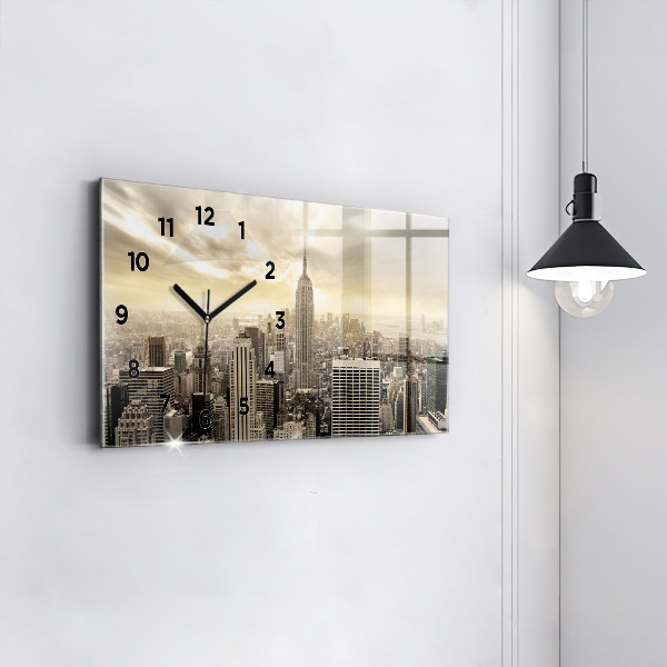 Horizontal wall clock New York Towers