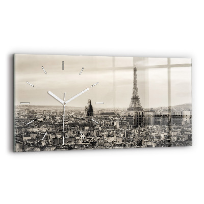 Horizontal wall clock Landscape panorama of Paris