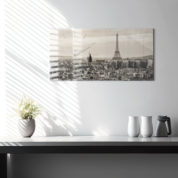 Horizontal wall clock Landscape panorama of Paris