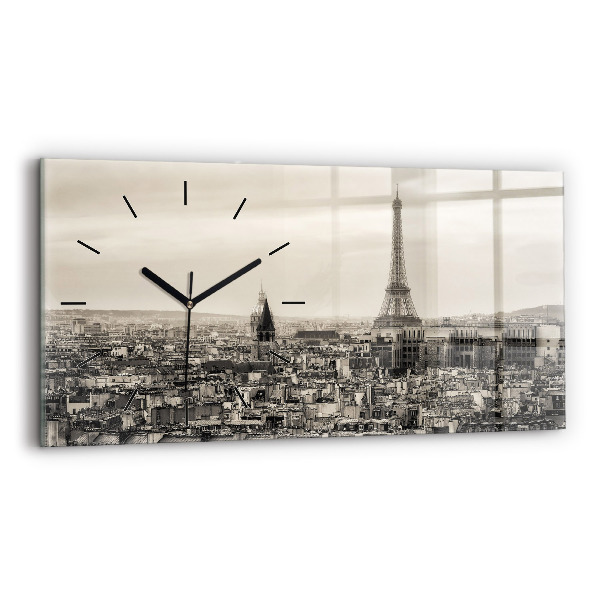 Horizontal wall clock Landscape panorama of Paris