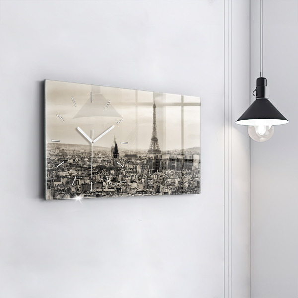 Horizontal wall clock Landscape panorama of Paris