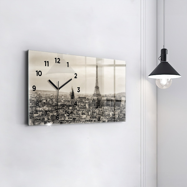 Horizontal wall clock Landscape panorama of Paris