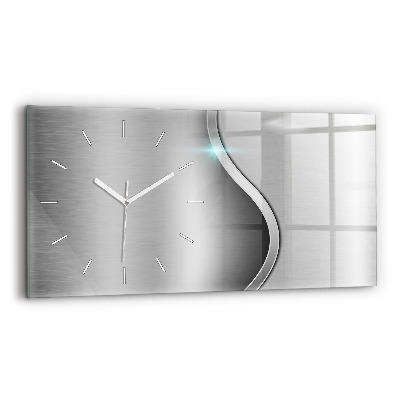 Horizontal wall clock Gray metal abstraction
