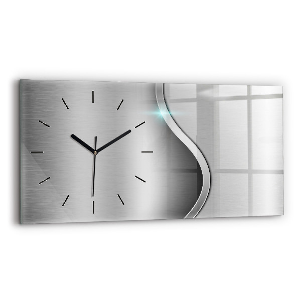 Horizontal wall clock Gray metal abstraction