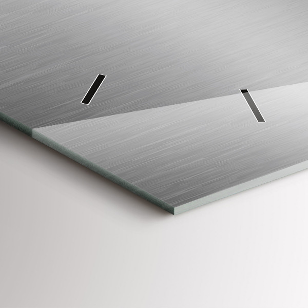 Horizontal wall clock Gray metal abstraction