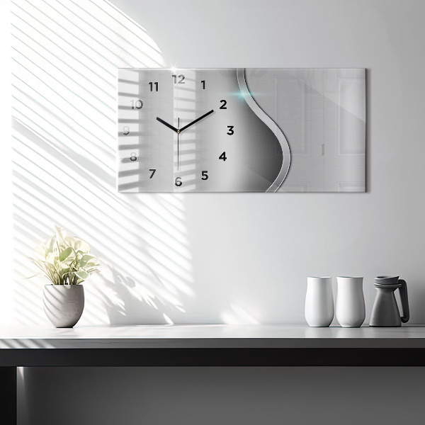 Horizontal wall clock Gray metal abstraction