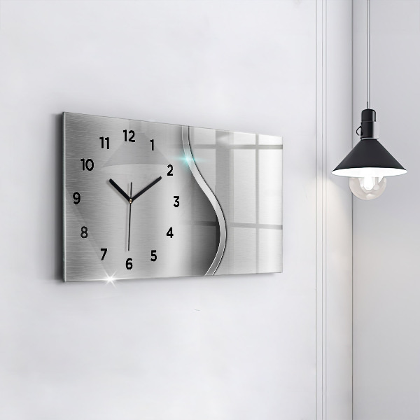 Horizontal wall clock Gray metal abstraction