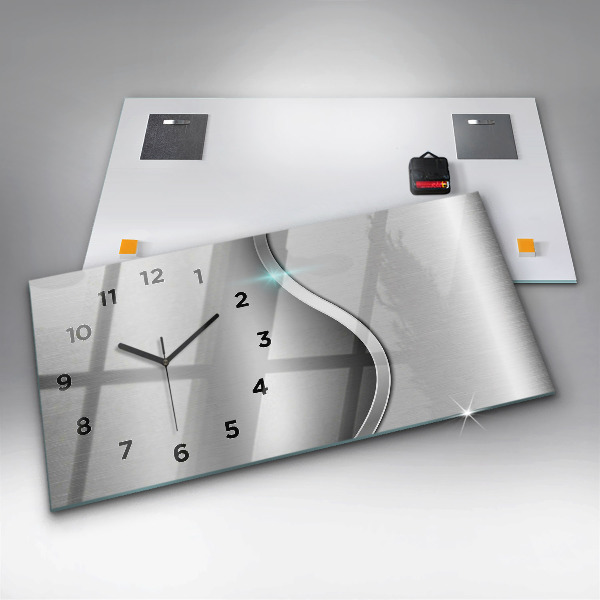 Horizontal wall clock Gray metal abstraction