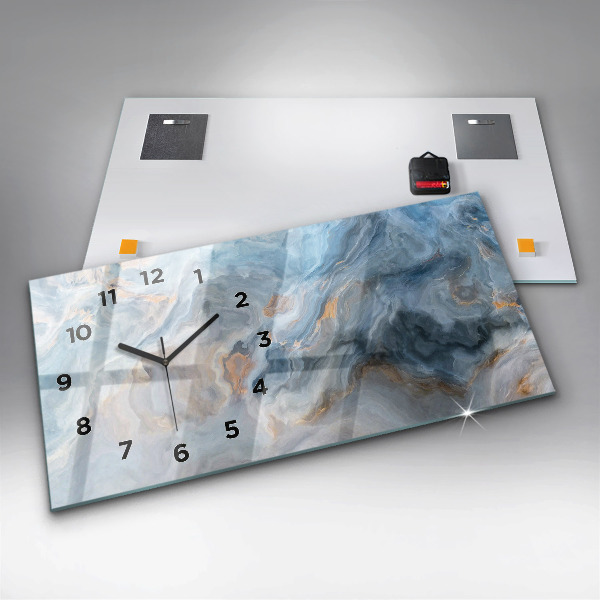 Horizontal wall clock Marble pattern