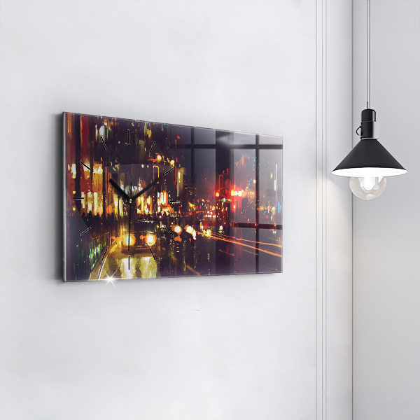 Horizontal wall clock Painted city