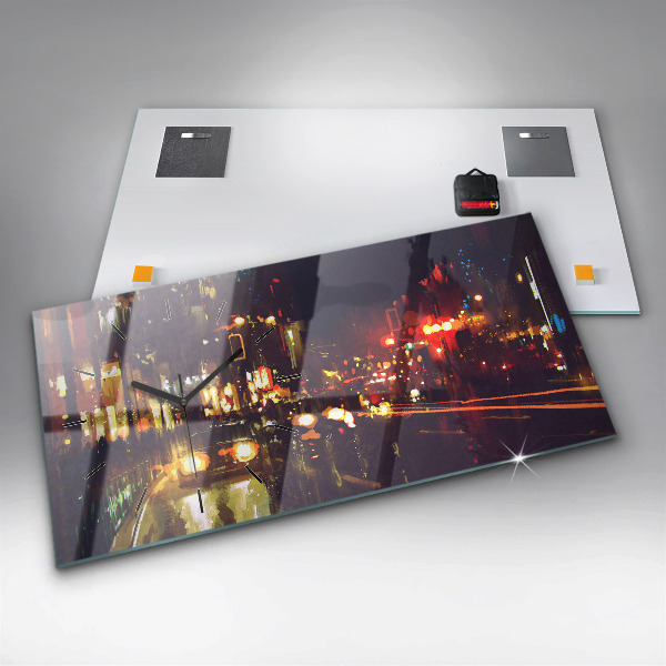 Horizontal wall clock Painted city