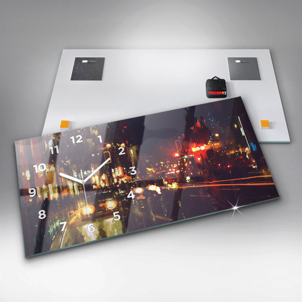 Horizontal wall clock Painted city