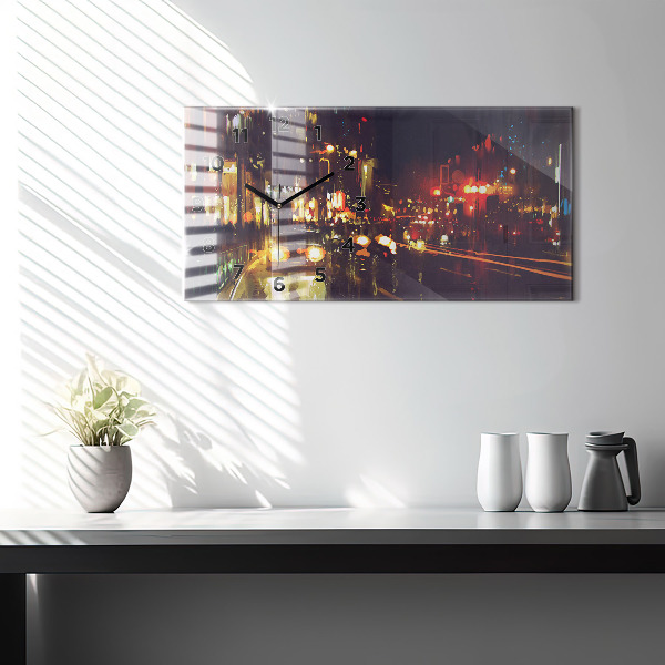 Horizontal wall clock Painted city