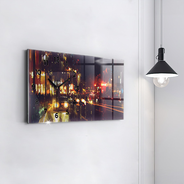 Horizontal wall clock Painted city