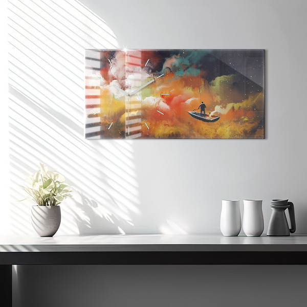 Horizontal wall clock Abstract painting