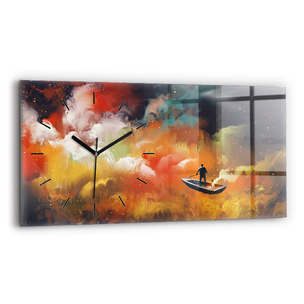 Horizontal wall clock Abstract painting