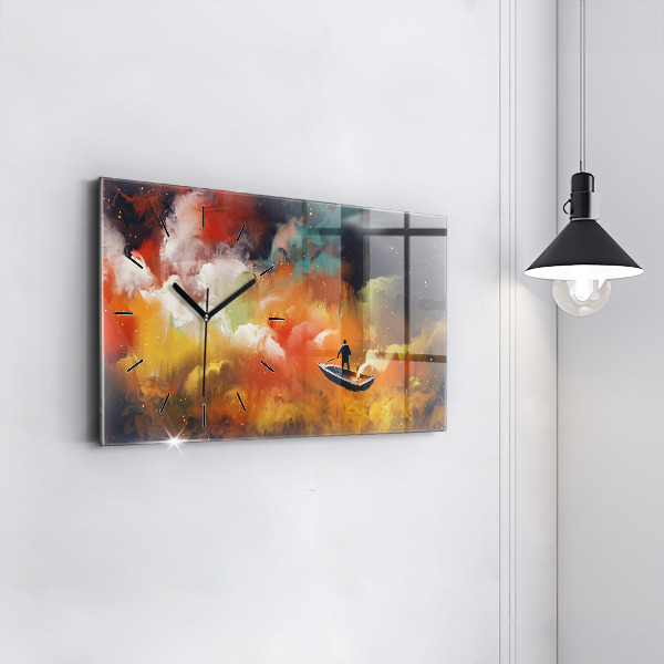 Horizontal wall clock Abstract painting