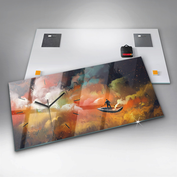 Horizontal wall clock Abstract painting