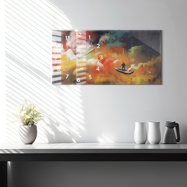 Horizontal wall clock Abstract painting