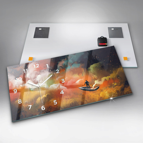 Horizontal wall clock Abstract painting