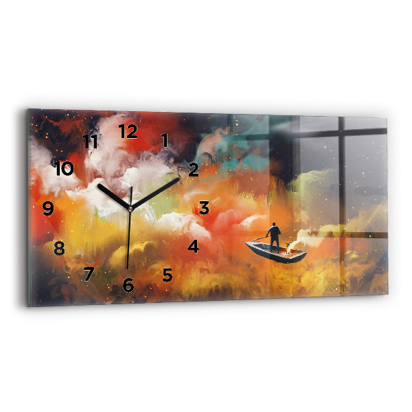 Horizontal wall clock Abstract painting