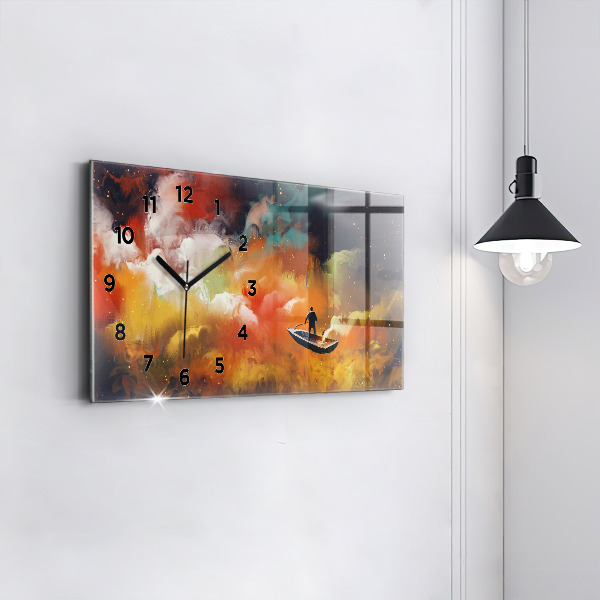 Horizontal wall clock Abstract painting