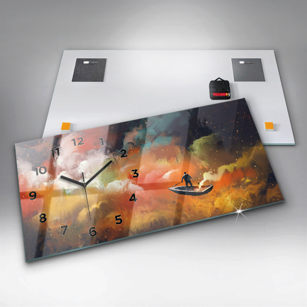 Horizontal wall clock Abstract painting