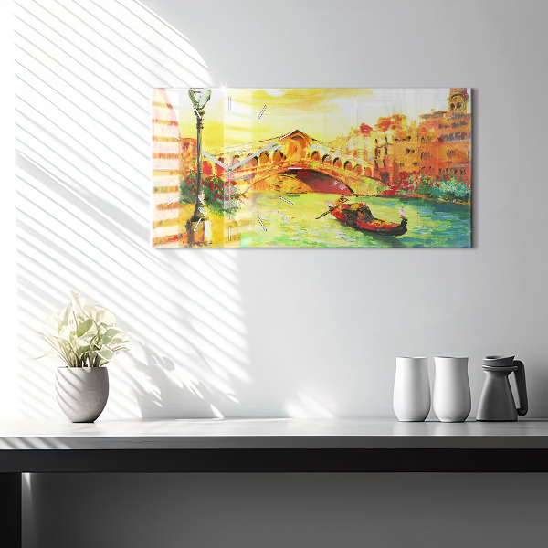 Horizontal wall clock Venice Rialto Bridge