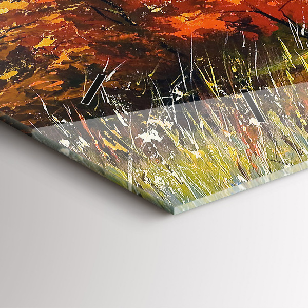 Horizontal wall clock Autumn landscape with a river