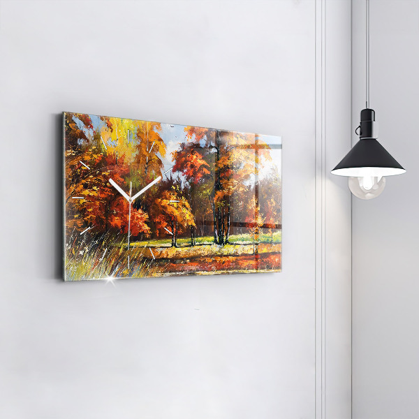Horizontal wall clock Autumn landscape with a river