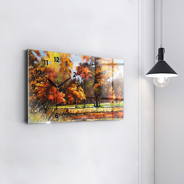 Horizontal wall clock Autumn landscape with a river