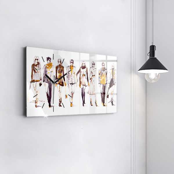 Horizontal wall clock Woman and man