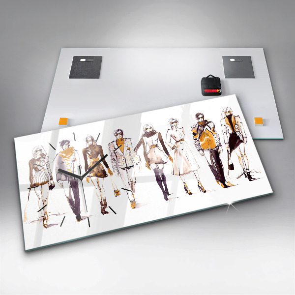 Horizontal wall clock Woman and man