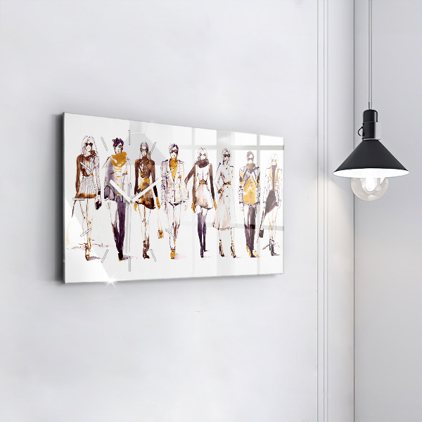 Horizontal wall clock Woman and man