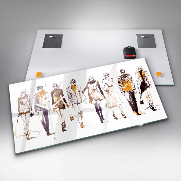 Horizontal wall clock Woman and man