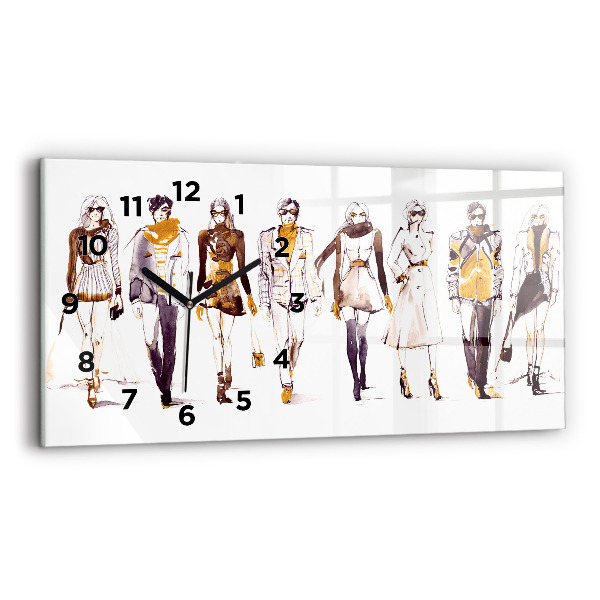 Horizontal wall clock Woman and man