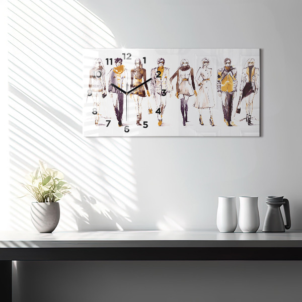 Horizontal wall clock Woman and man