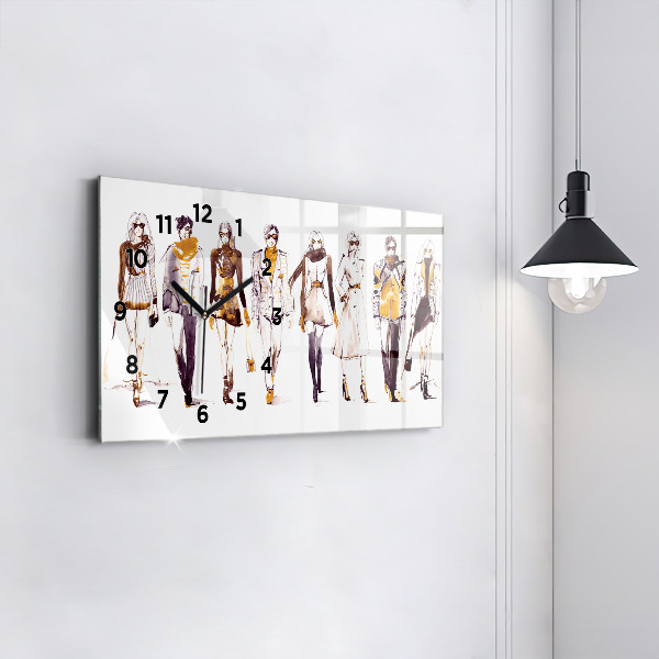 Horizontal wall clock Woman and man