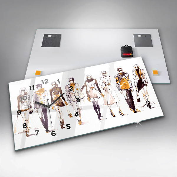 Horizontal wall clock Woman and man