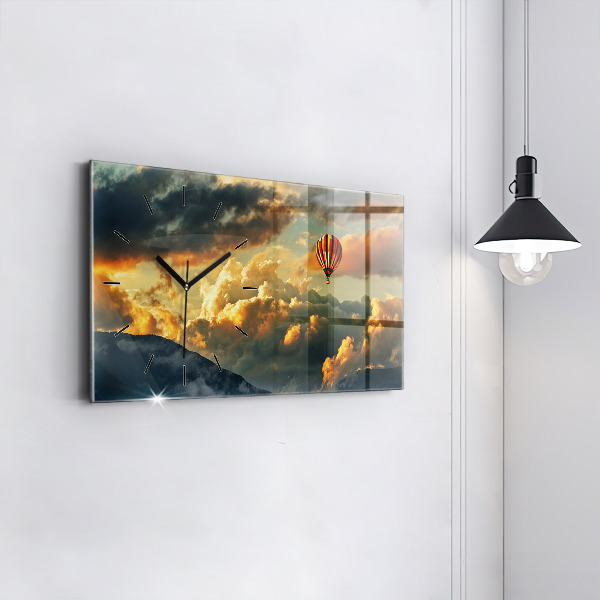 Horizontal wall clock Balloon flight in the clouds