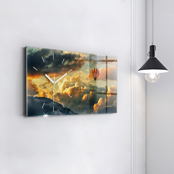 Horizontal wall clock Balloon flight in the clouds